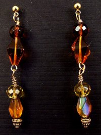 cubic zirconium, cz, crystal, Mixed Amber, colored Czech Crystals, bronze-tone pendant, amber crystals, Fancy bronze-tone toggle closure, earrings, bracelet