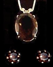 cubic zirconium, cz, crystal, genuine smoky quartz, pendant, sterling silver, mount, tiffany, earrings