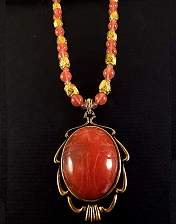 cherry quartz scarab necklace