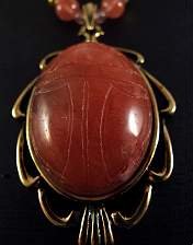 cherry quartz scarab necklace