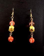 cherry quartz scarab earrings