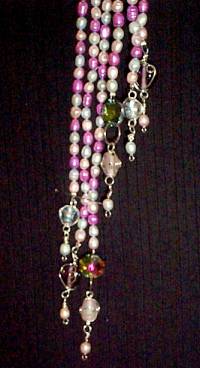 necklace, handmade, custom jewelry, freshwater pearls, cultured pearls, rhinestones, convertible, dangle, Heidi Daus
