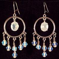 necklace, handmade, custom jewelry, bracelet, earrings, pendant, blue moon quartz, sterling silver, Swarovski Crystals, crypto-crystalline, gem, Kadenski Collection, round, snowflake cut, Brazil