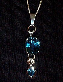 genuine, gemstones, london blue, necklace, sterling silver, box chain, oval pendant, dangle, carat, total, weight, blue