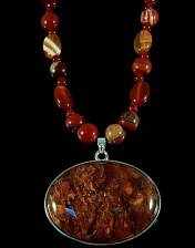 necklace, handmade, custom jewelry, bracelet, earrings, pendant, breeciated jasper pendant,  sterling silver mount, red agate, accent stone beads, toggle closure