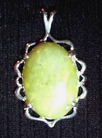 necklace, handmade, custom jewelry, lime green,, brookwood, oval, flat, pendant, sterling silver, mount, toggle closure