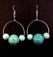 necklace, handmade, custom jewelry, bracelet, earrings, pendant, hand carved blue green chalk turquoise, rounds, tubes,  silvertone, toggle closure