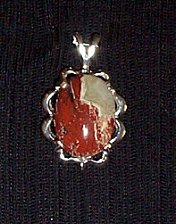 necklace, handmade, custom jewelry, earrings, poppy, jasper, oval, flat, pendant, sterling silver, mount, toggle closure